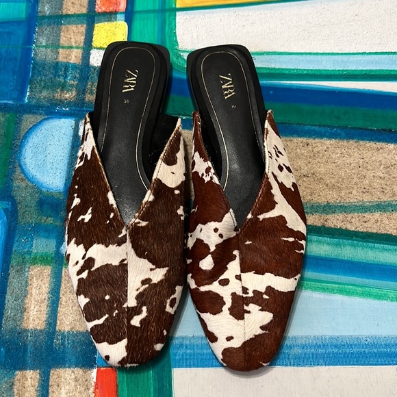 Zara Shoes Zara Cow Print Flats Poshmark